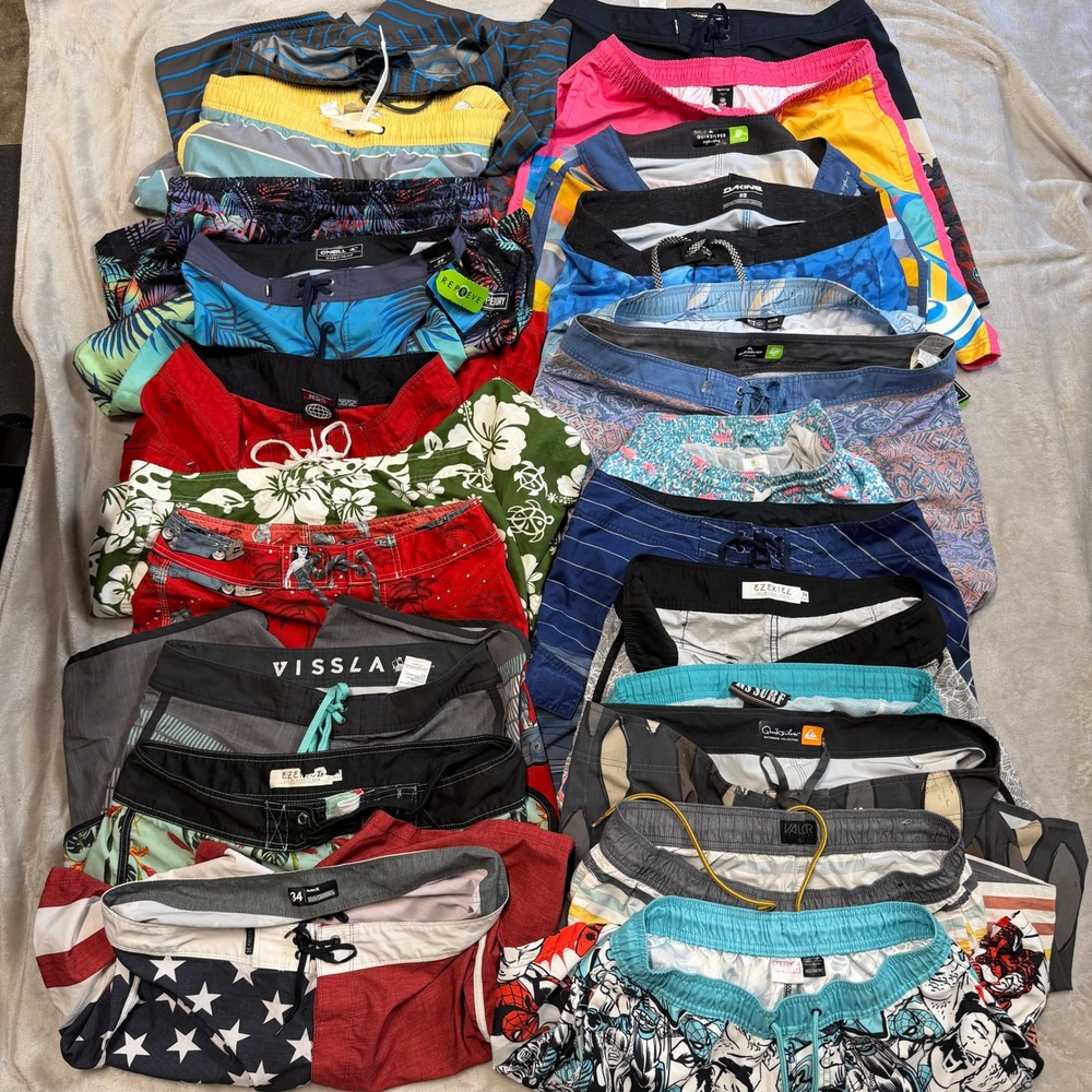 Mens Board Shorts Swim Trunks Lot 24 Pairs O'Neill Quiksilver Hurley Vissla Mix